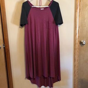 LulaRoe Carly size S cranberry and dark grey
